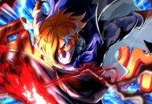 Sanji face à des flammes noires, illustration inspirée du chapitre 1196 de One Piece