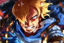 Sanji, Luffy en Gear 5 et Imu dans le chapitre 1187 de One Piece